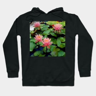 Lily Pad Harmony - Pink Water Lily Passion Hoodie